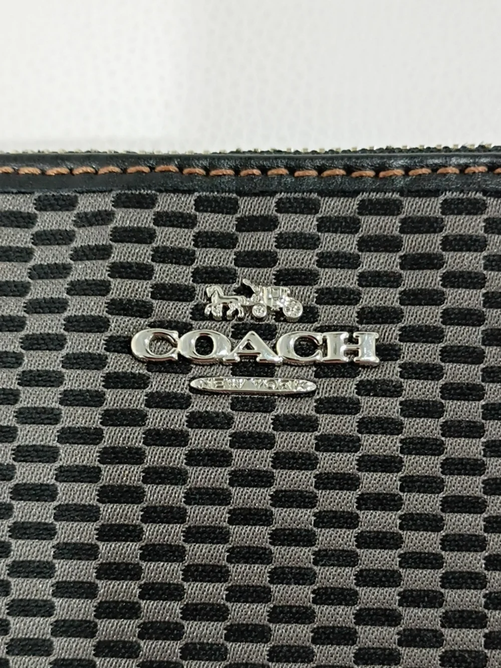 Coach Brown and Black Checkered Wristlet